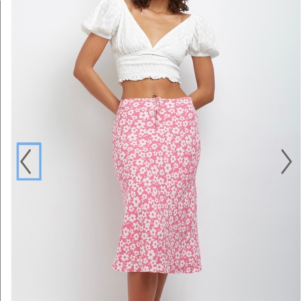 Pink/white midi skirt